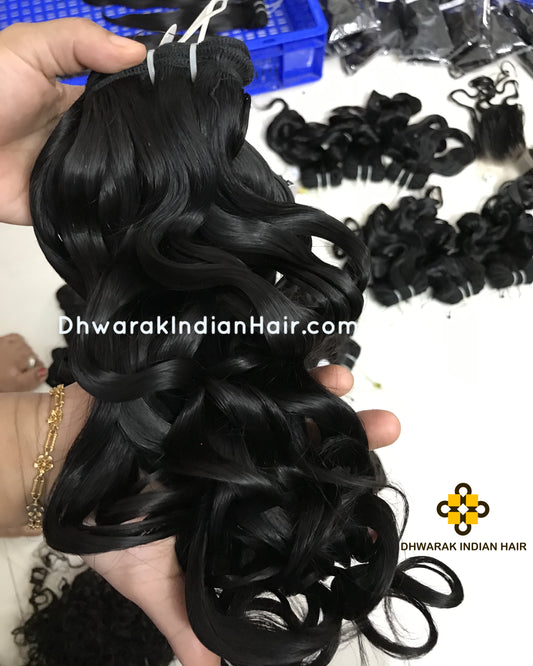 Jet Black Human Hair Bundles Wavy Hair Weave